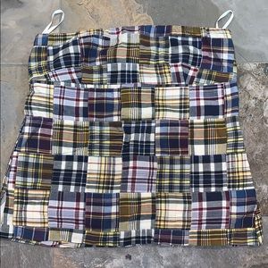 JCrew cotton madras strapless top